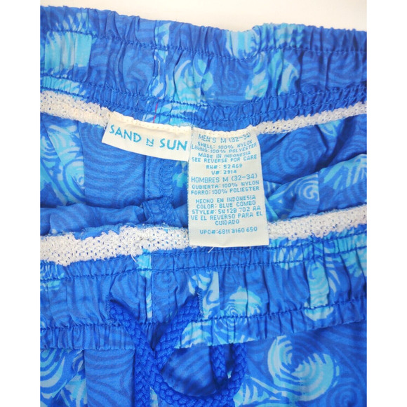 Vintage Sand N Sun Men's Mesh Lined Floral Swim Suit Swimwear Med Tie String - Picture 10 of 10